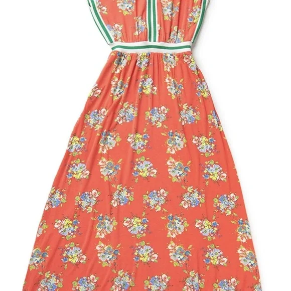 Matilda Jane Lets go together At Ease Maxi Dress Coral Floral Pockets Medium - Picture 2 of 9
